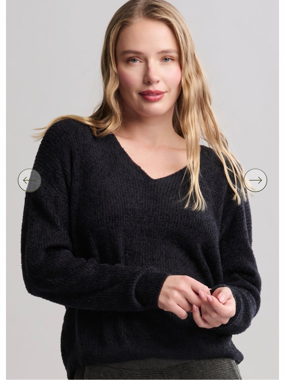 Barefoot Dreams Cozy Chic Ultra Lite Black Crew Neck Knit Sweater